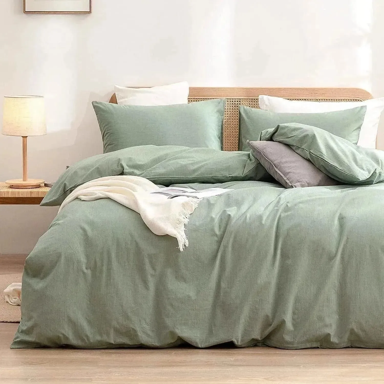 100% Cotton Duvet Cover Set - Sage Green