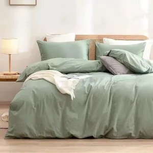 100% Cotton Duvet Cover Set - Sage Green