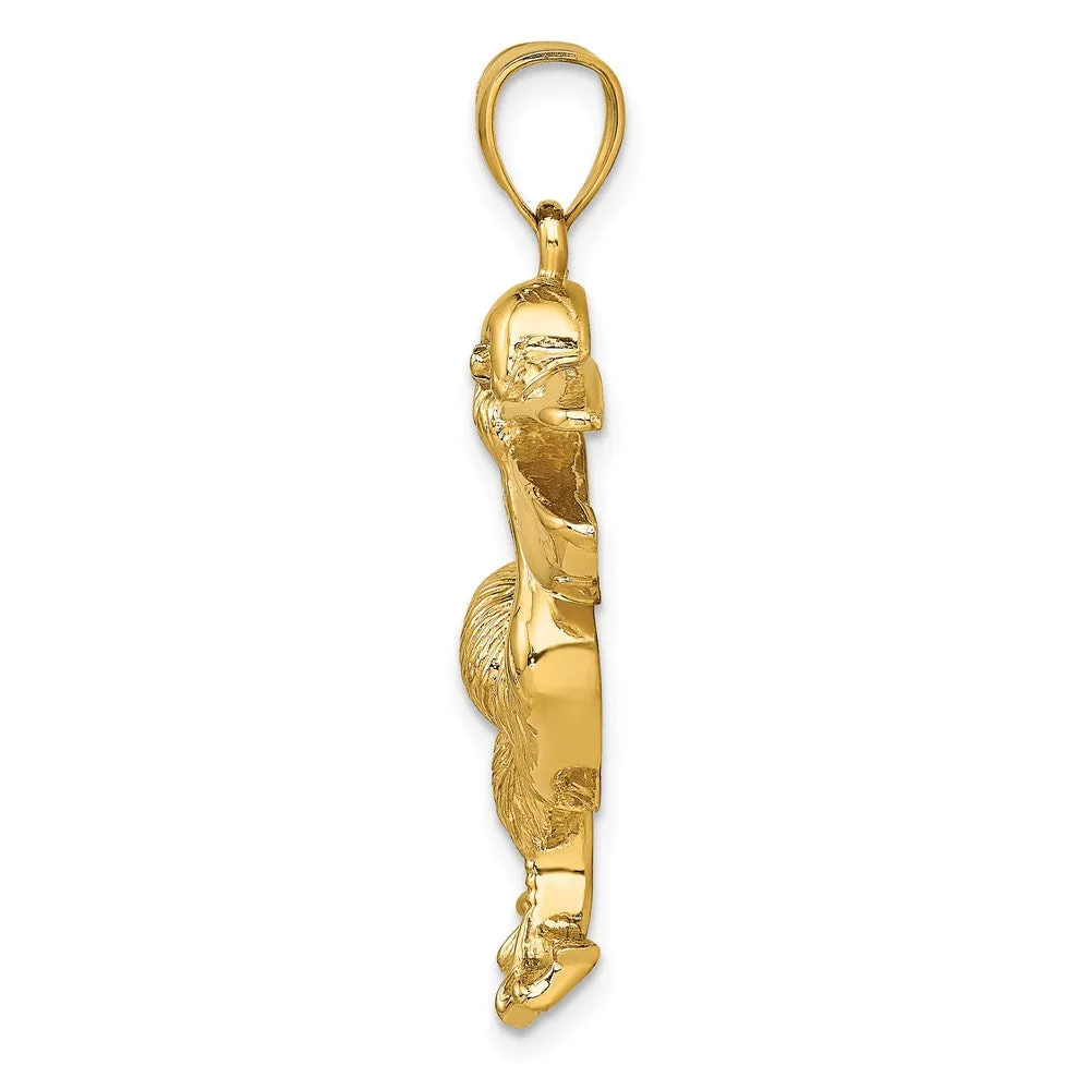 14K Textured Pelican Charm