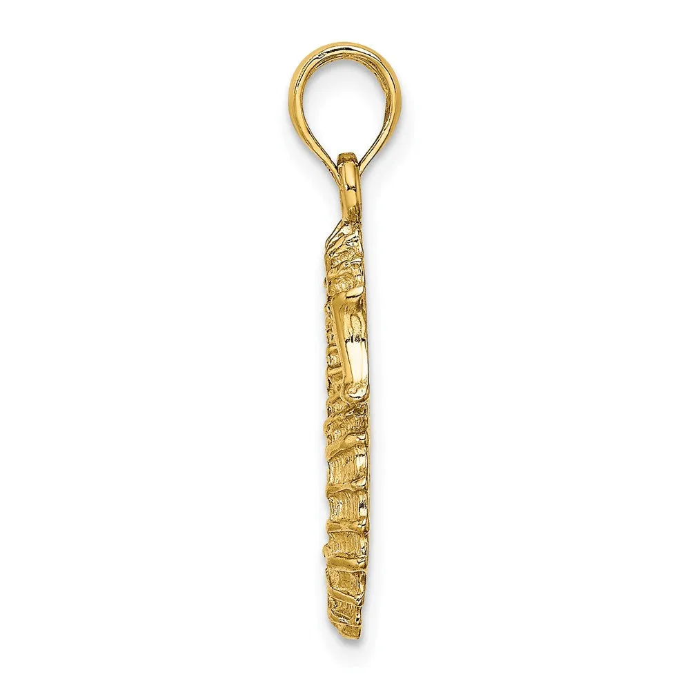 14K Textured Seahorse Charm