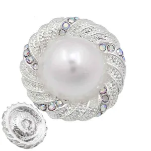 17mm/21mm/25mm Silver Round Pearl Metal Buttons 12PCS