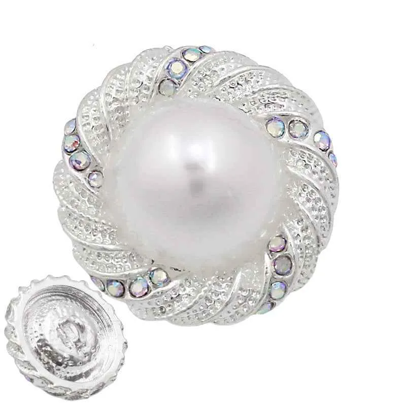 17mm/21mm/25mm Silver Round Pearl Metal Buttons 12PCS