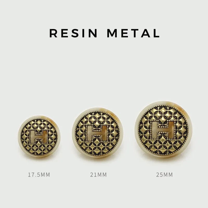 18/21/25mm Round Vintage Metal Resin H Buttons 20pcs
