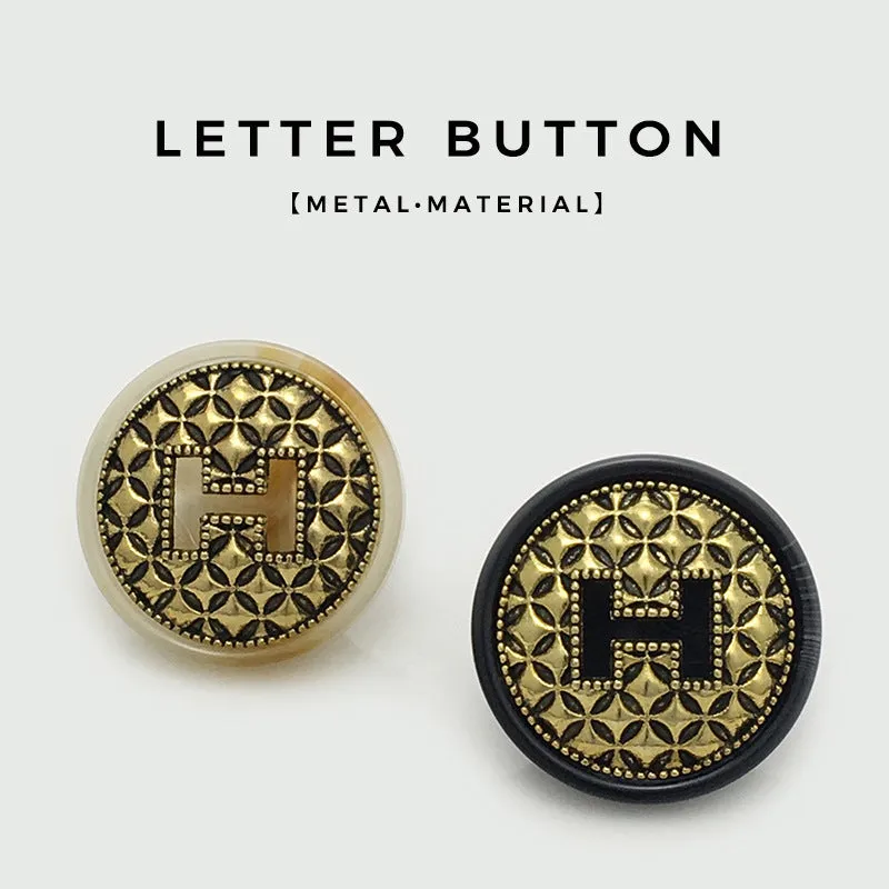 18/21/25mm Round Vintage Metal Resin H Buttons 20pcs