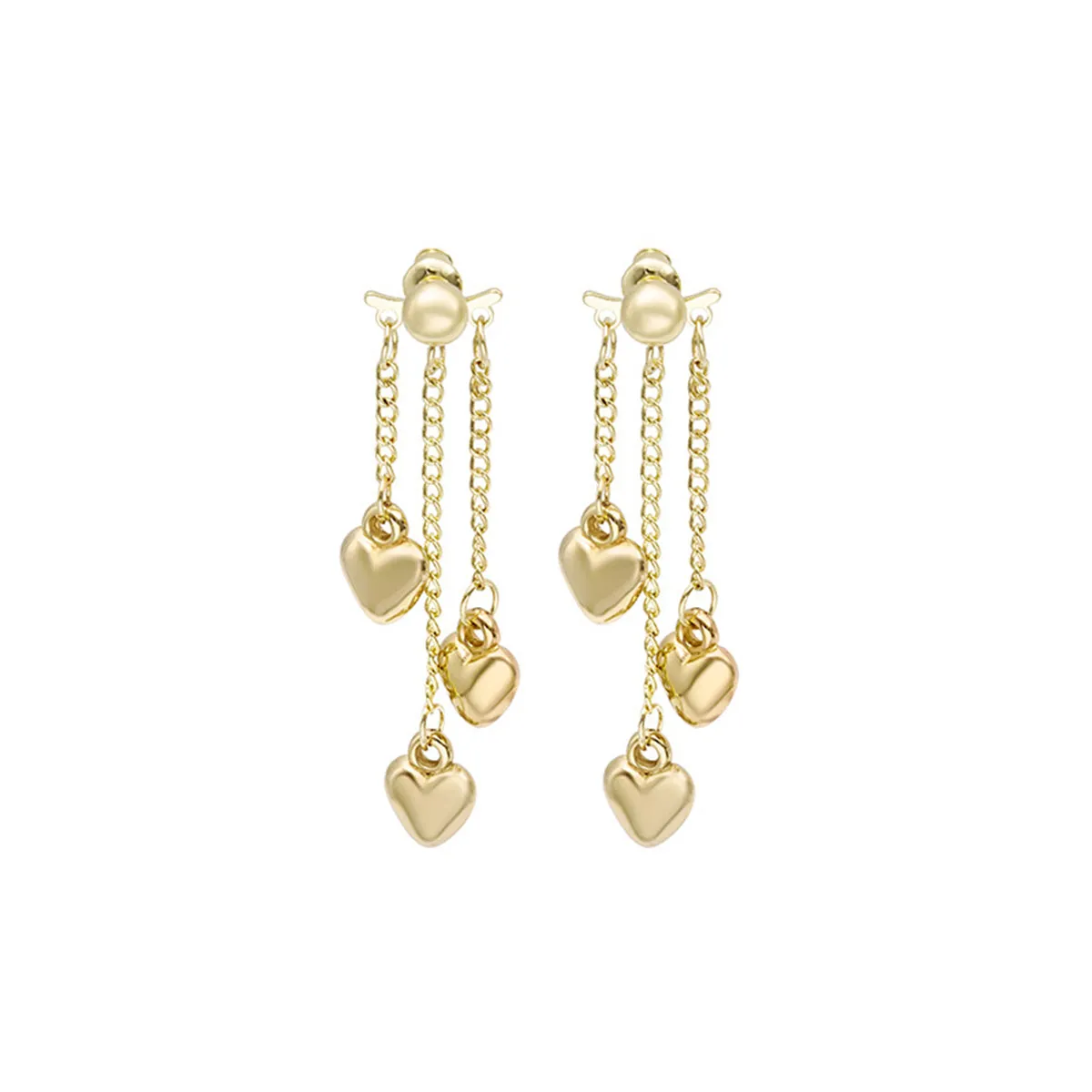 18K Gold-Plated Heart Tassel Drop Earrings