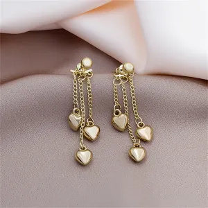18K Gold-Plated Heart Tassel Drop Earrings