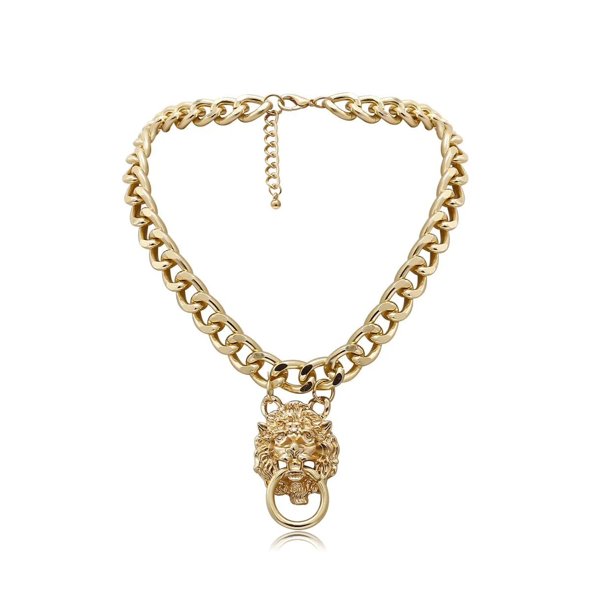 18K Gold-Plated Lion Catch Pendant Necklace