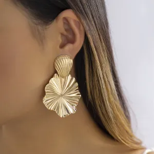 18K Gold-Plated Lotus Leaves Drop Earrings