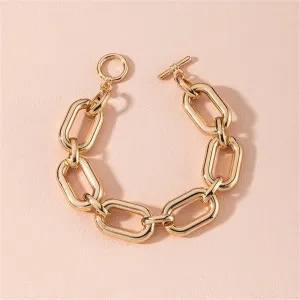 18K Gold-Plated Open Oval Toggle Bracelet