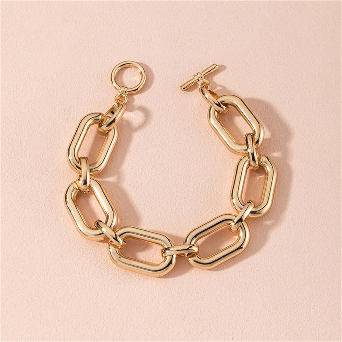 18K Gold-Plated Open Oval Toggle Bracelet
