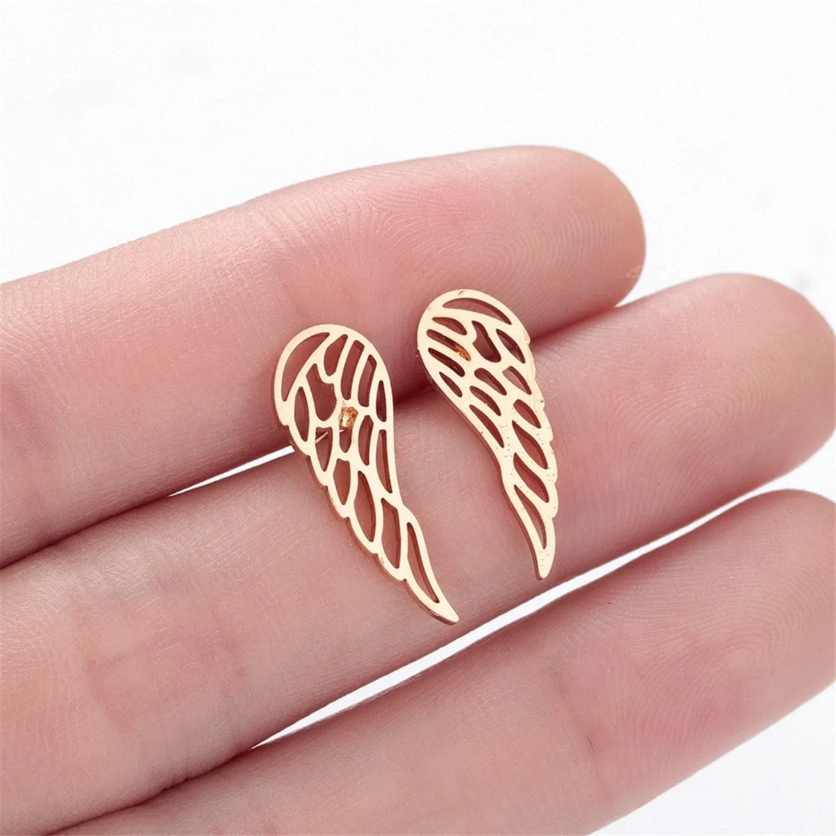 18K Gold-Plated Openwork Wing Stud Earrings