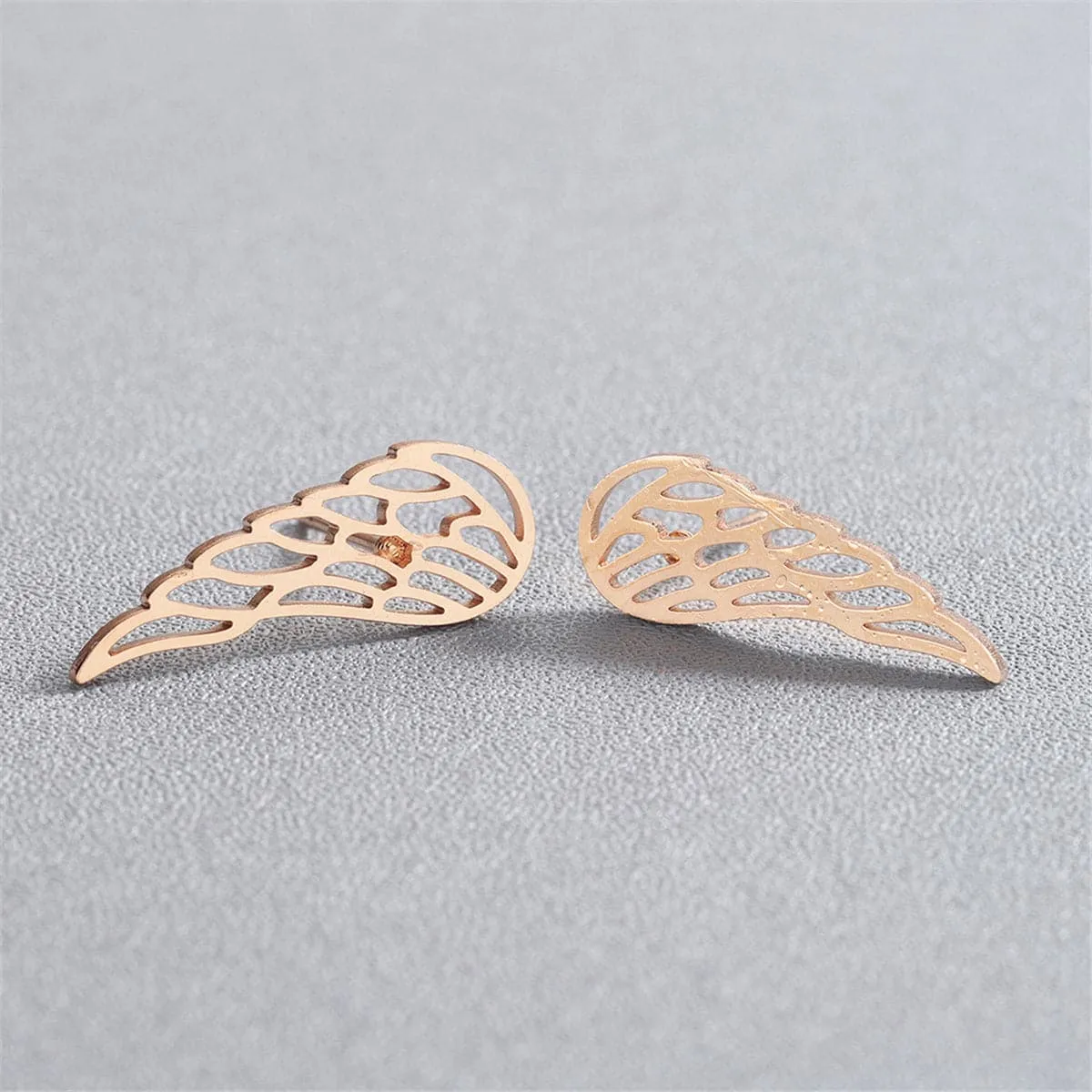 18K Gold-Plated Openwork Wing Stud Earrings
