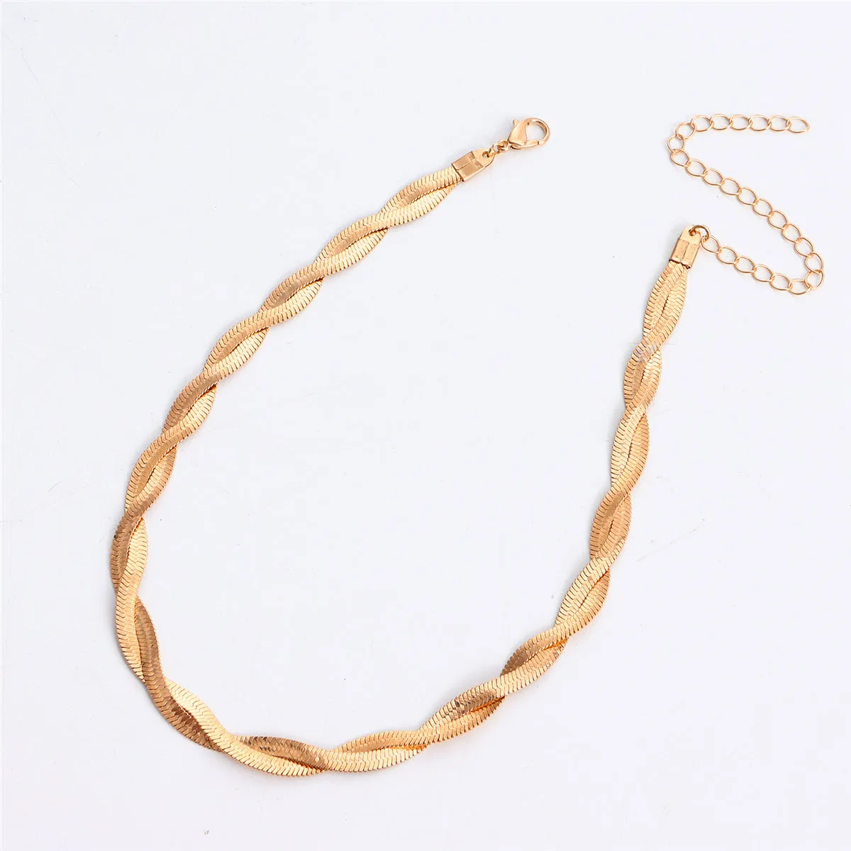 18K Gold-Plated Twisted Snake Chain Choker Necklace