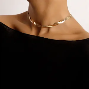 18K Gold-Plated Twisted Snake Chain Choker Necklace