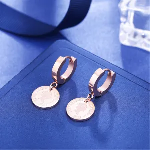 18K Rose Gold-Plated Queen Coin Hoop Earring