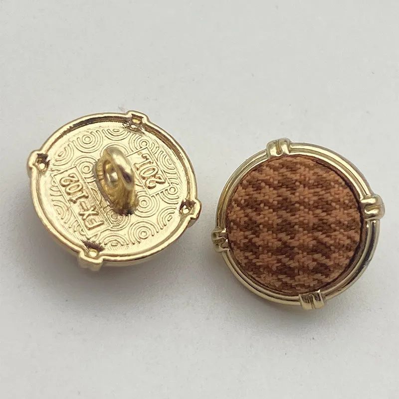 20L Houndstooth Fabric Surface Metal Shank Buttons 50 Pack