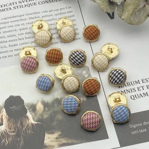20L Houndstooth Fabric Surface Metal Shank Buttons 50 Pack