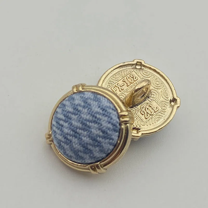 20L Houndstooth Fabric Surface Metal Shank Buttons 50 Pack