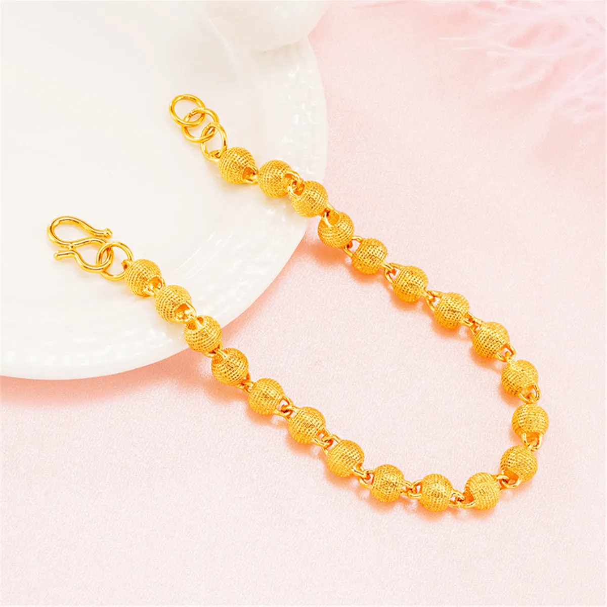 24K Gold-Plated Frosted Bead Bracelet