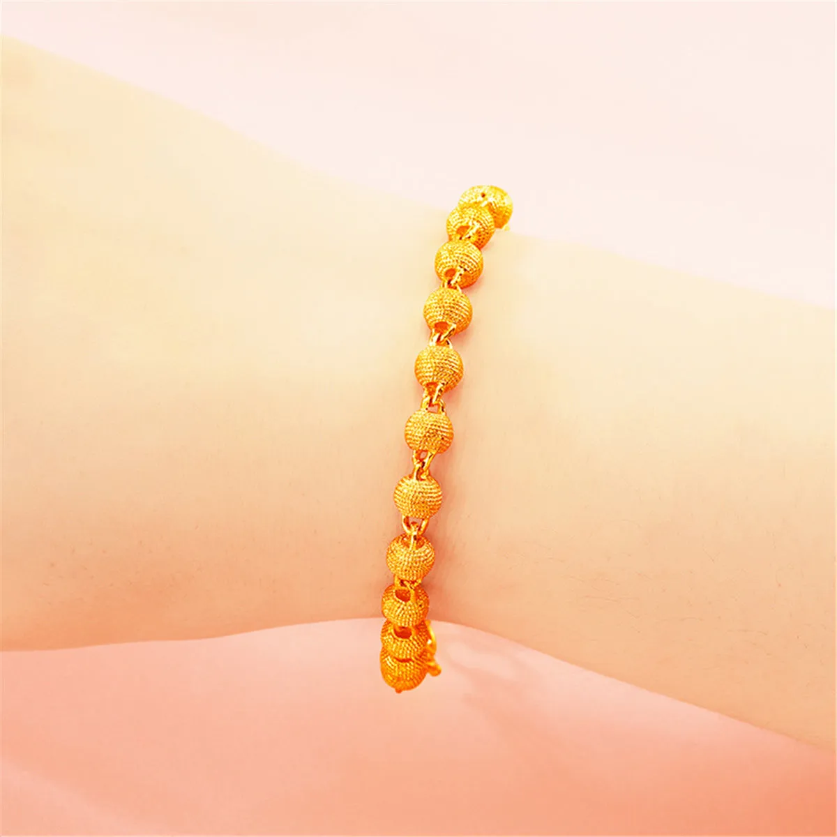 24K Gold-Plated Frosted Bead Bracelet
