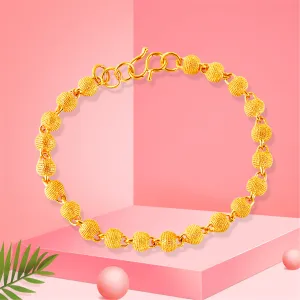 24K Gold-Plated Frosted Bead Bracelet