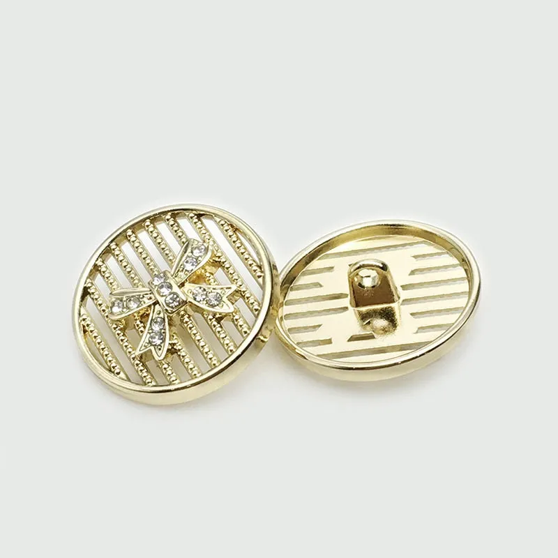 25mm Silver Gold Hollowed Diamond Bowtie Metal Buttons 20pcs