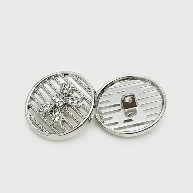 25mm Silver Gold Hollowed Diamond Bowtie Metal Buttons 20pcs