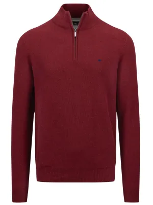 30% OFF FYNCH HATTON Troyer 1/4 Zip Soft Cotton Knit - Men's – Ruby - Size: SMALL & LARGE