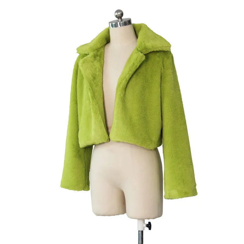 30 Pieces) Lapel Neck Solid Color Plush Coat