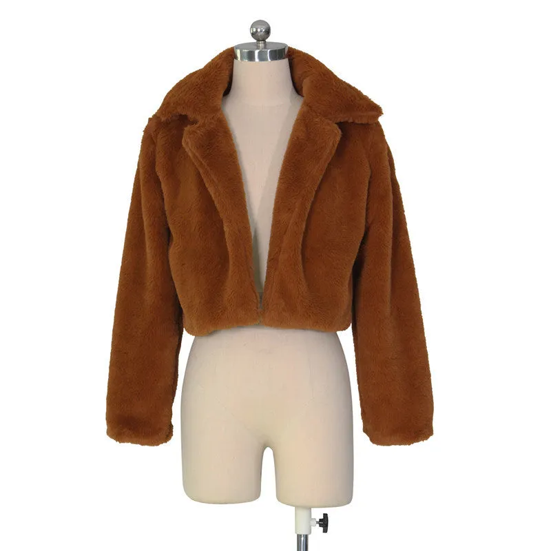 30 Pieces) Lapel Neck Solid Color Plush Coat