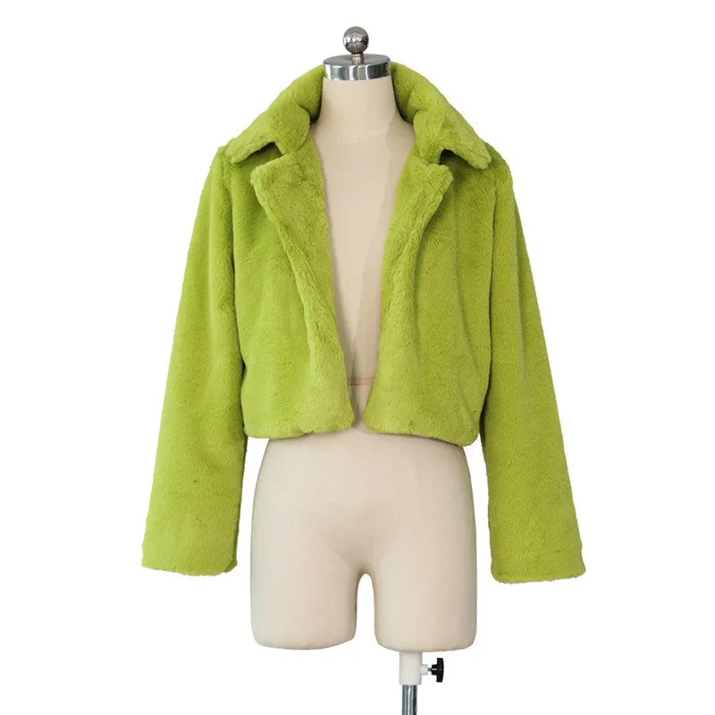 30 Pieces) Lapel Neck Solid Color Plush Coat