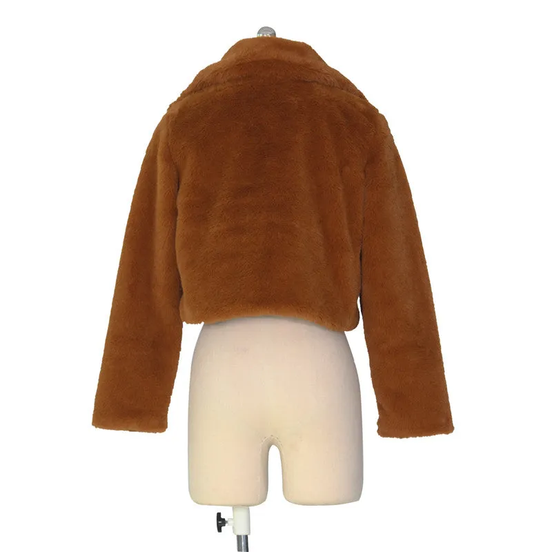 30 Pieces) Lapel Neck Solid Color Plush Coat