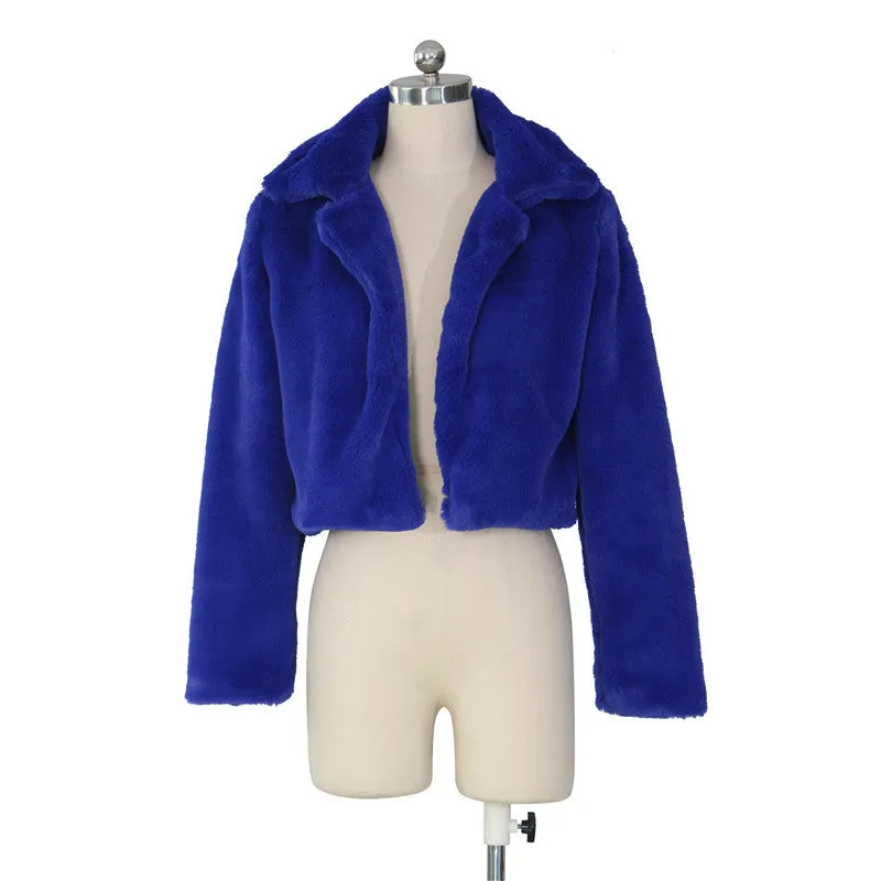 30 Pieces) Lapel Neck Solid Color Plush Coat