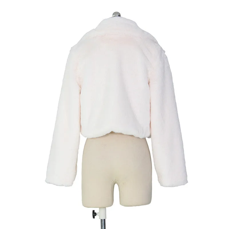 30 Pieces) Lapel Neck Solid Color Plush Coat