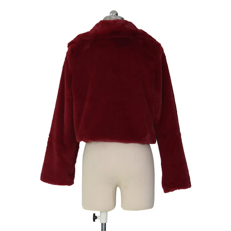 30 Pieces) Lapel Neck Solid Color Plush Coat