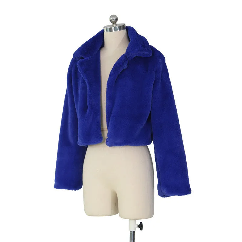 30 Pieces) Lapel Neck Solid Color Plush Coat