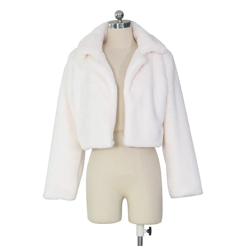 30 Pieces) Lapel Neck Solid Color Plush Coat