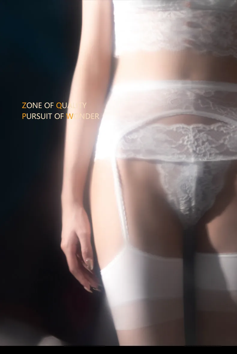 3D One Piece Lace Garter Belt High Waist Open Crotch Stockings Black Ultra Thin No-Take Sexy Stockings
