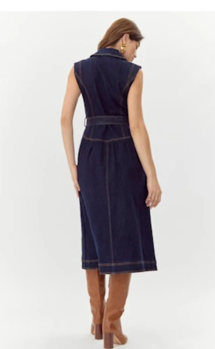Adelyn Rae - Gloria Belted Denim Shirt Midi Dress (Final Sale)
