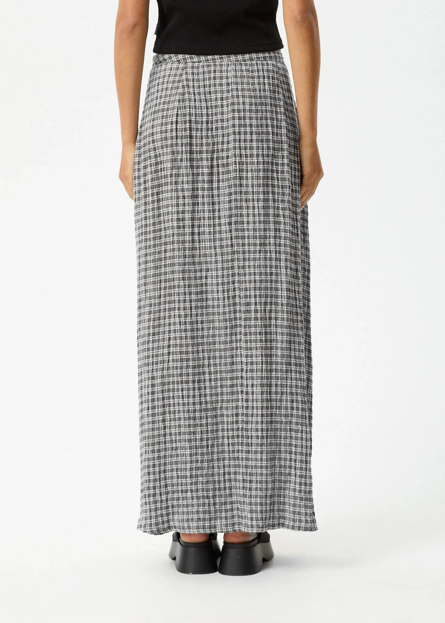 AFENDS // Asta Base Seersucker Skirt STEEL CHECK