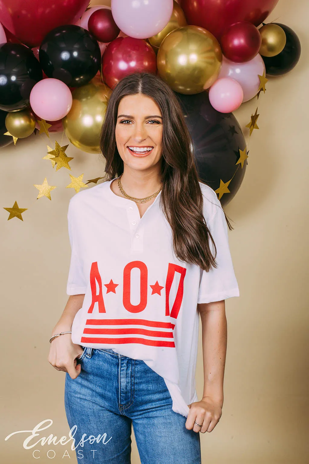 Alpha Omicron Pi Bold Henley