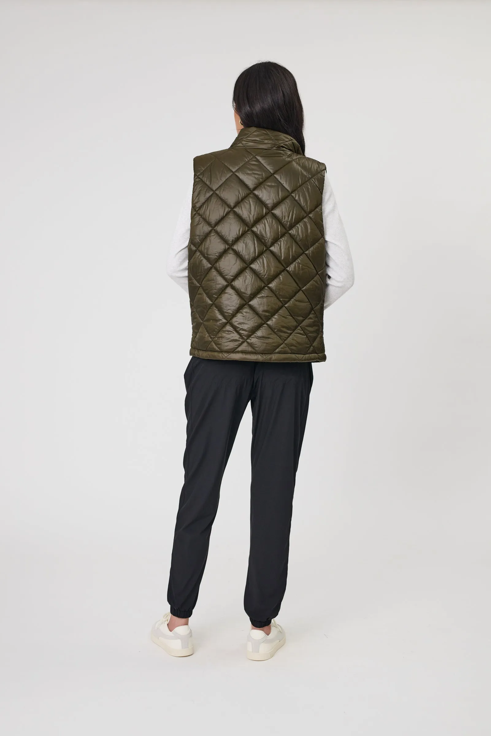 Alpine Quilted Vest - Dark Olive