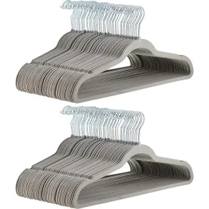 Amazon Basics Slim, Velvet, Non-Slip Suit Clothes Hangers, Ivory/Silver - Pack of 50 [IMPORTED]