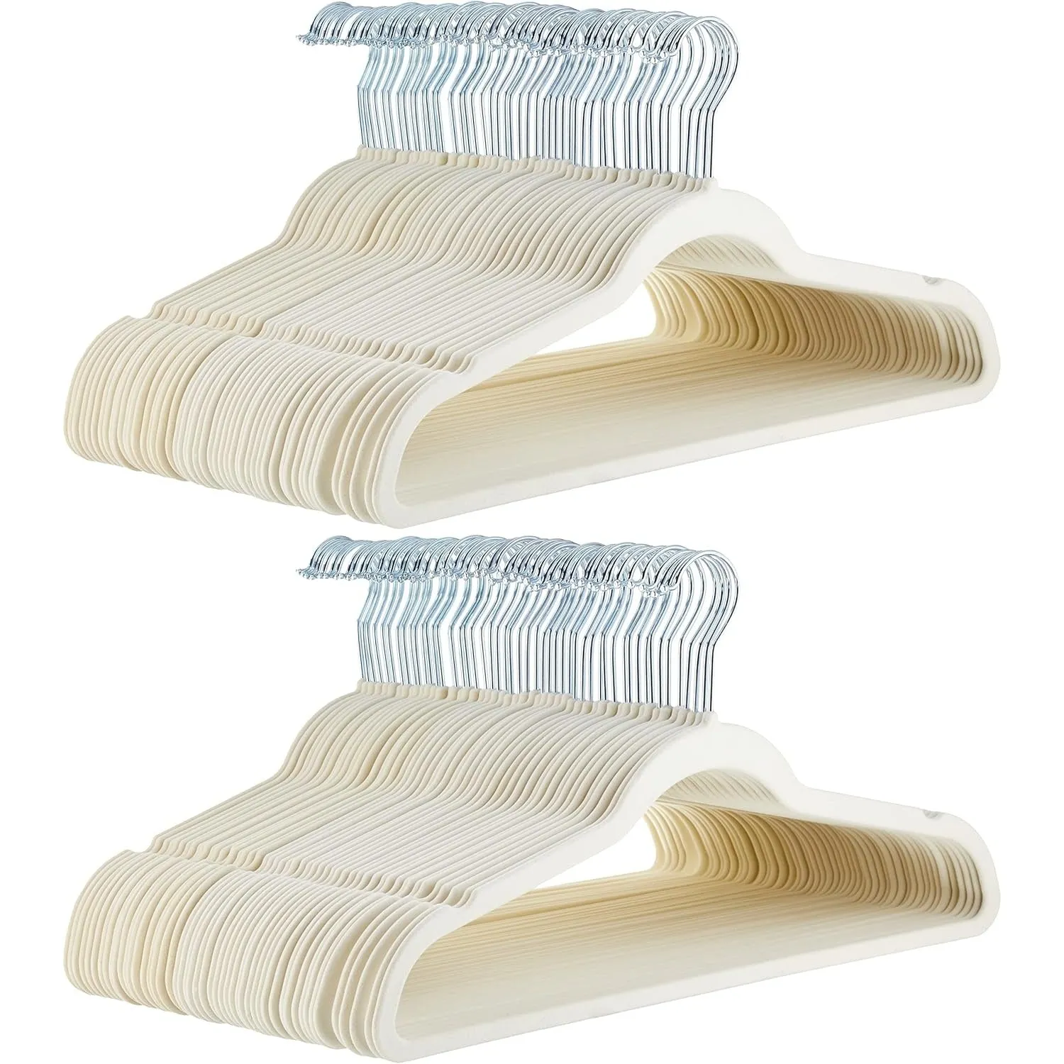 Amazon Basics Slim, Velvet, Non-Slip Suit Clothes Hangers, Ivory/Silver - Pack of 50 [IMPORTED]