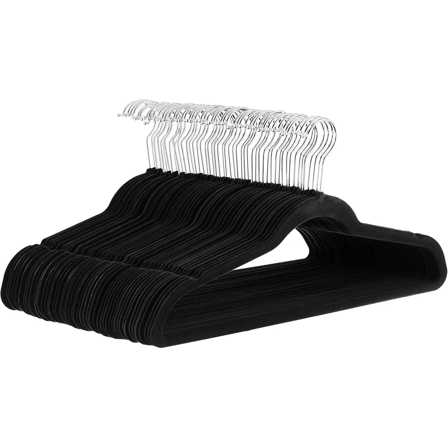 Amazon Basics Slim, Velvet, Non-Slip Suit Clothes Hangers, Ivory/Silver - Pack of 50 [IMPORTED]