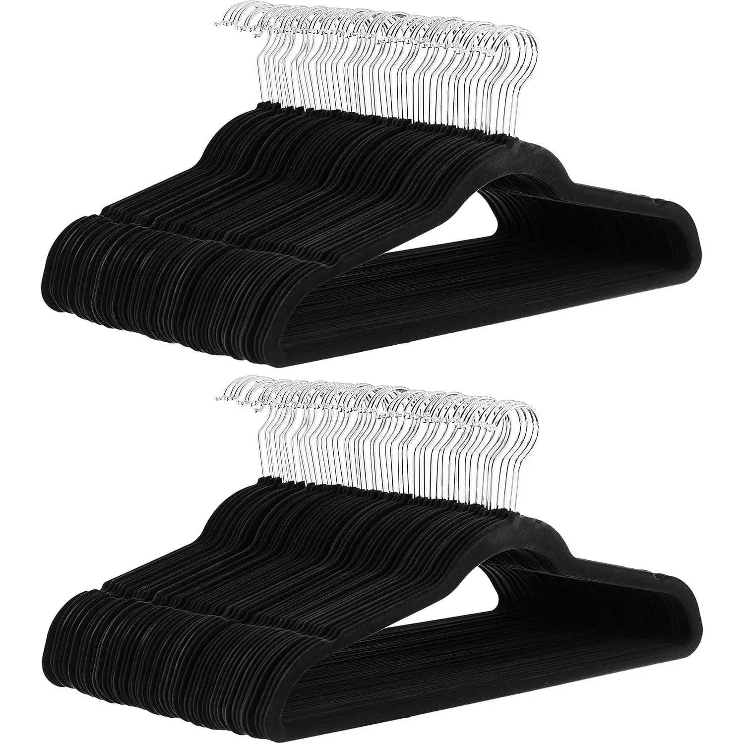 Amazon Basics Slim, Velvet, Non-Slip Suit Clothes Hangers, Ivory/Silver - Pack of 50 [IMPORTED]