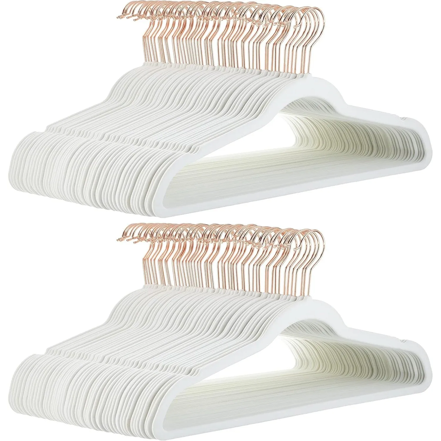 Amazon Basics Slim, Velvet, Non-Slip Suit Clothes Hangers, Ivory/Silver - Pack of 50 [IMPORTED]