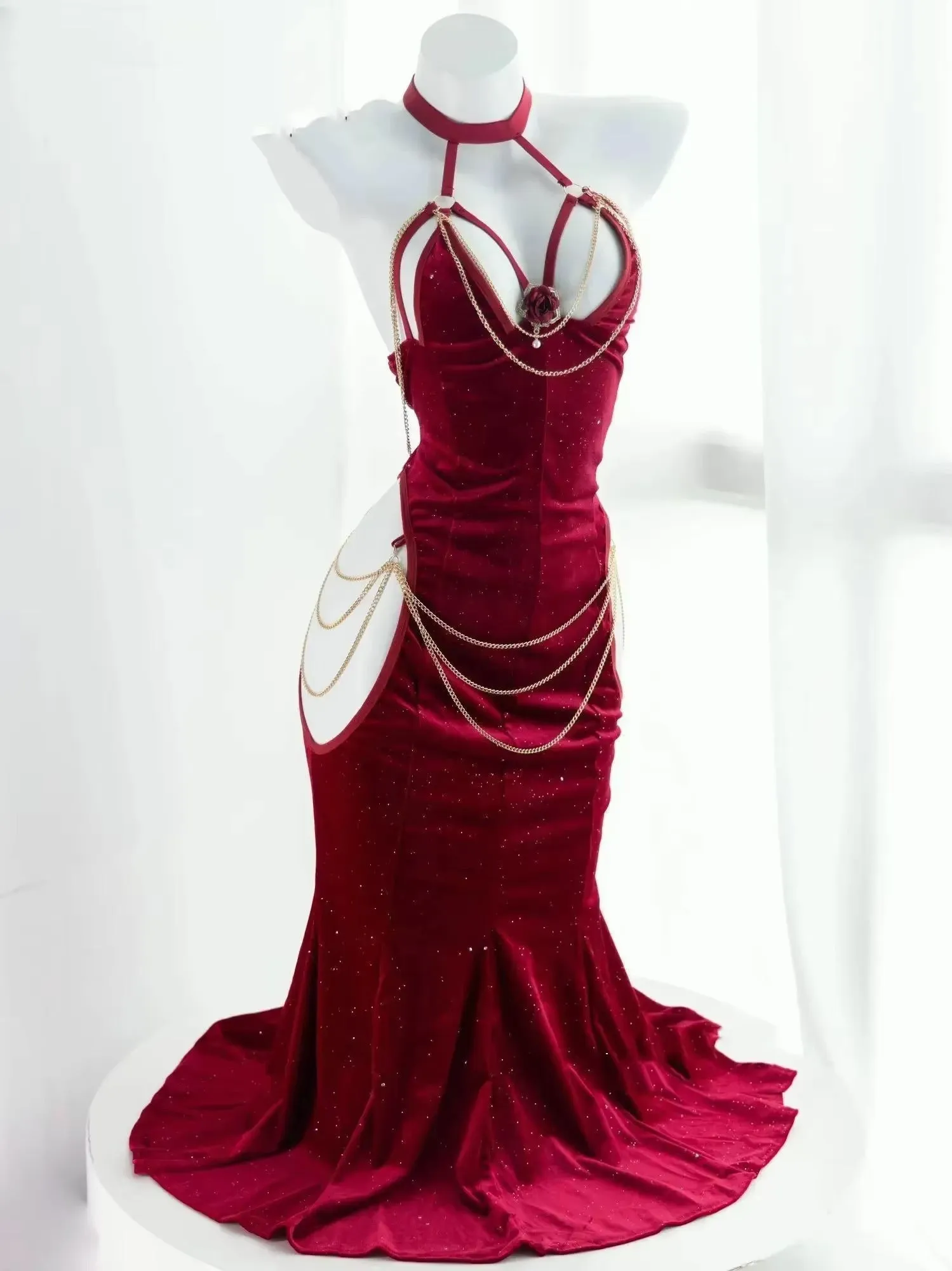 Anime Overlord Albedo Chain Evening Dress