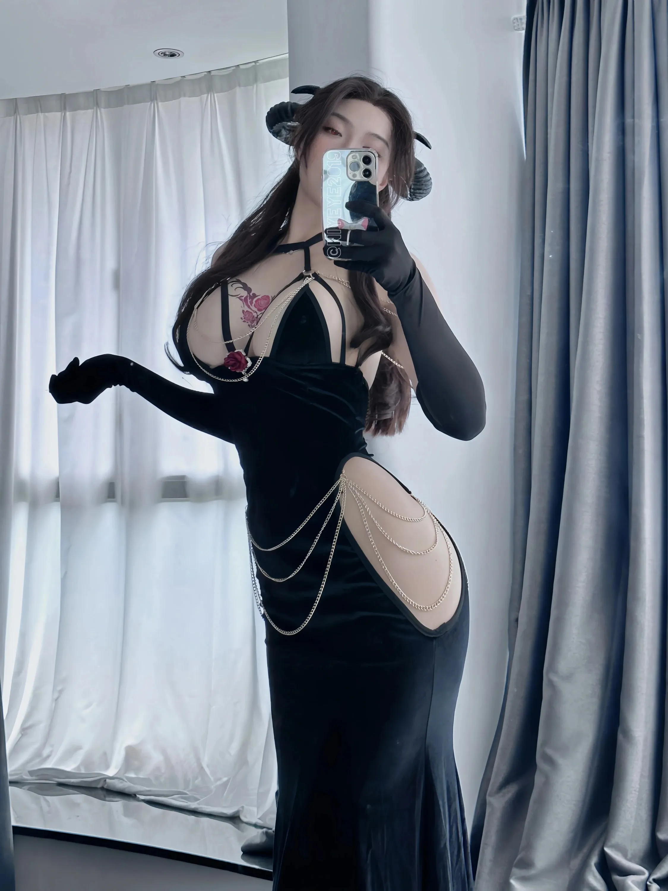 Anime Overlord Albedo Chain Evening Dress