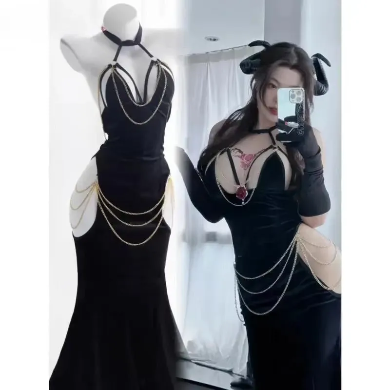 Anime Overlord Albedo Chain Evening Dress